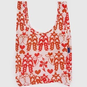 BAGGU Red and White Patterned Bag